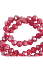 Faceted glass beads 6x4mm disc Tamale red-pearl shine coating